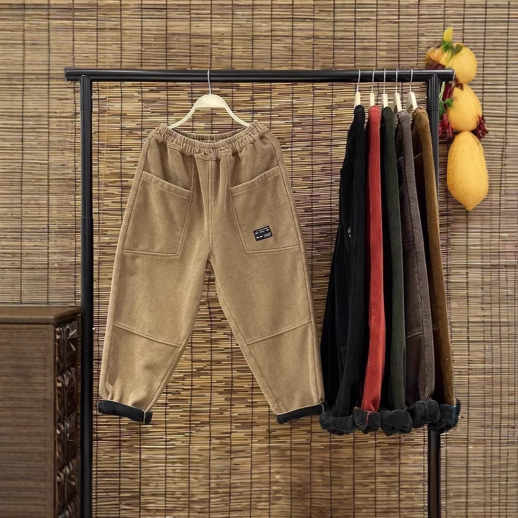 Женские вельветовые шаровары женские осенние и зимние бархатные толстые брюки с высокой талией