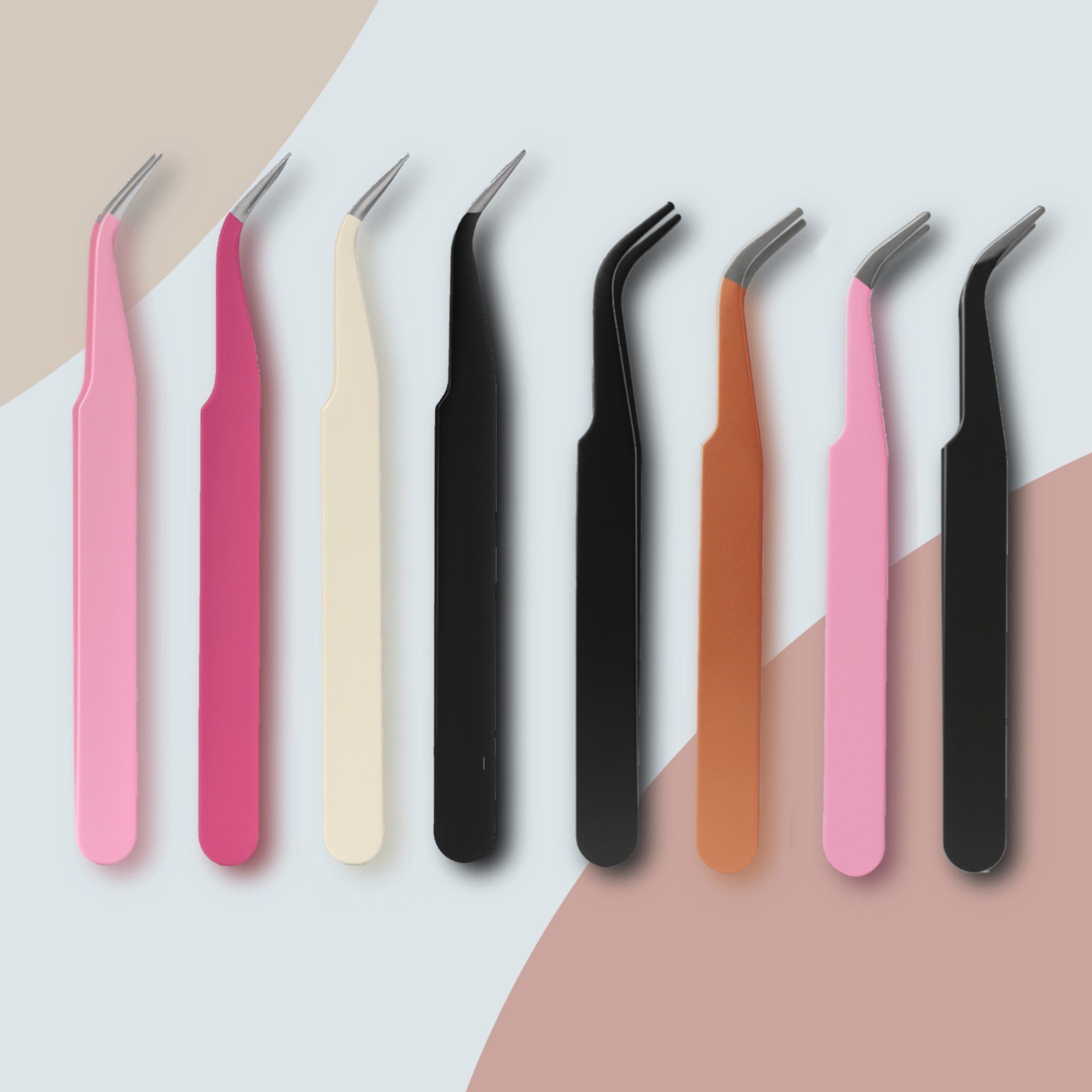 High-Quality Stainless Steel Eyelash Tweezers for Grafting, with Curved Tip and Pointed Mouth, Gold Feather Tweezers for Eyelash Extensions