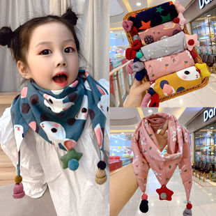 Children's scarf autumn and winter baby scarf winter thin girls boys Korean style warm triangle towel baby bib