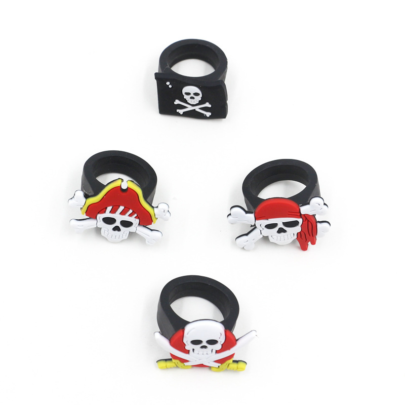 2022 Amazon cross-border explosions environmentally friendly children's pirate ring cartoon PVC ring jewelry spot wholesale