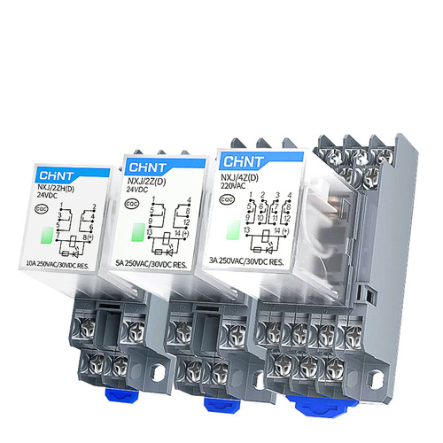 Chint intermediate relay 220v AC NXJ8 feet 14 feet small electromagnetic relay base large octagonal with light