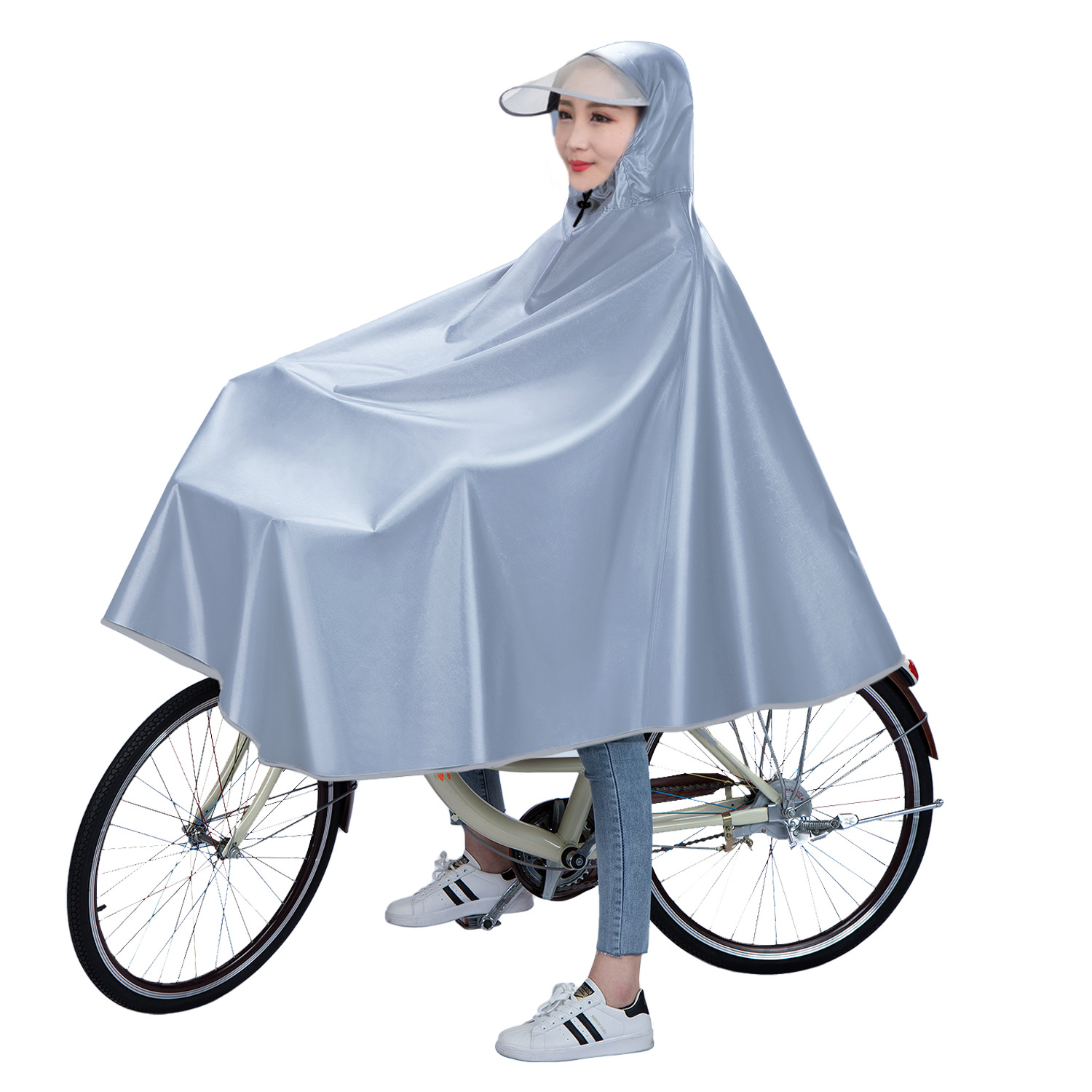 Bicicleta impermeable moda solo hombres y mujeres batería eléctrica bicicleta montando largo engrosada poncho cuerpo completo a prueba de lluvia