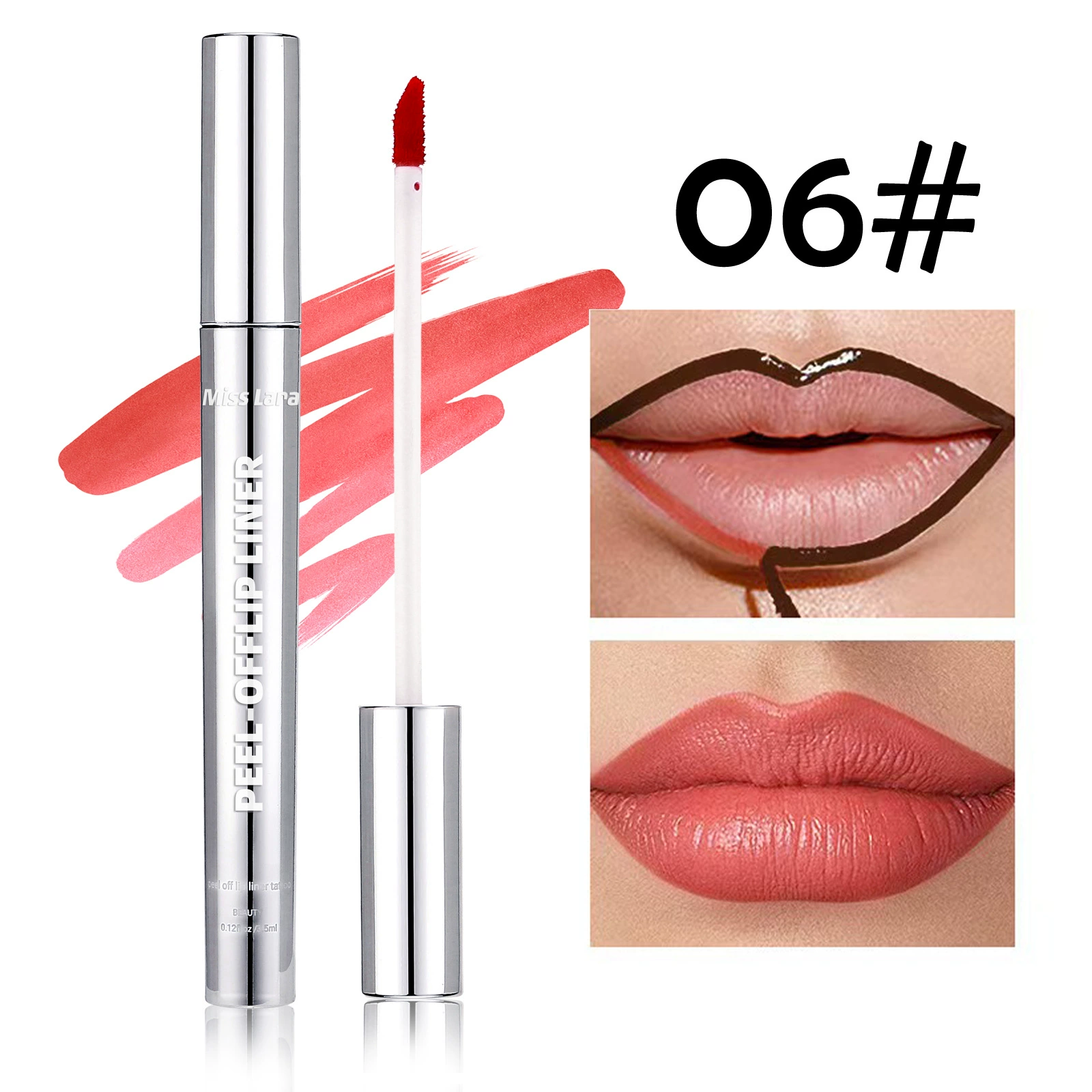 Съёмный матовый блеск для губ (Miss Lara) Tear Lip Line — карандаш-кисть и прозрачная праймер, 3,5 мл