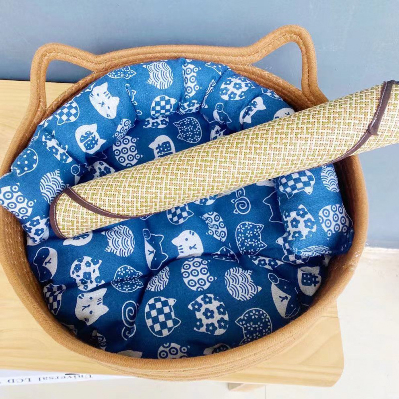 [얼룩방지 고급] 슈가컬러 네스트 + 블루캣쿠션 + 베개 + 작은매트