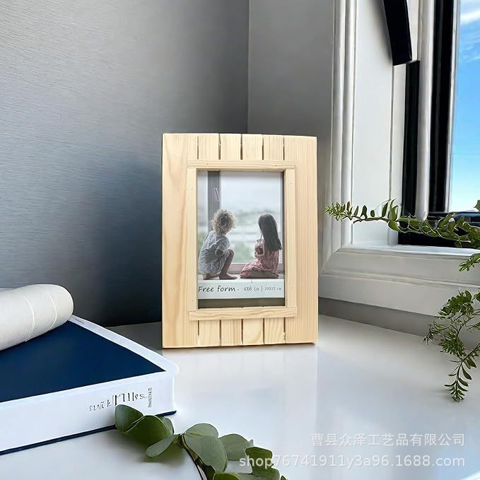 2-piece solid wood photo frame with HD glass farmhouse country wood photo frame wall desktop photo frame ornaments