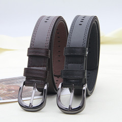 Black belt for women Korean style full body hole summer versatile retro pin buckle jeans with outer decorative ins belt