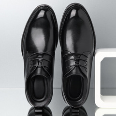 商務正裝皮鞋男真皮內增高男鞋頭層牛皮英倫牛筋底休閒鞋高檔皮鞋