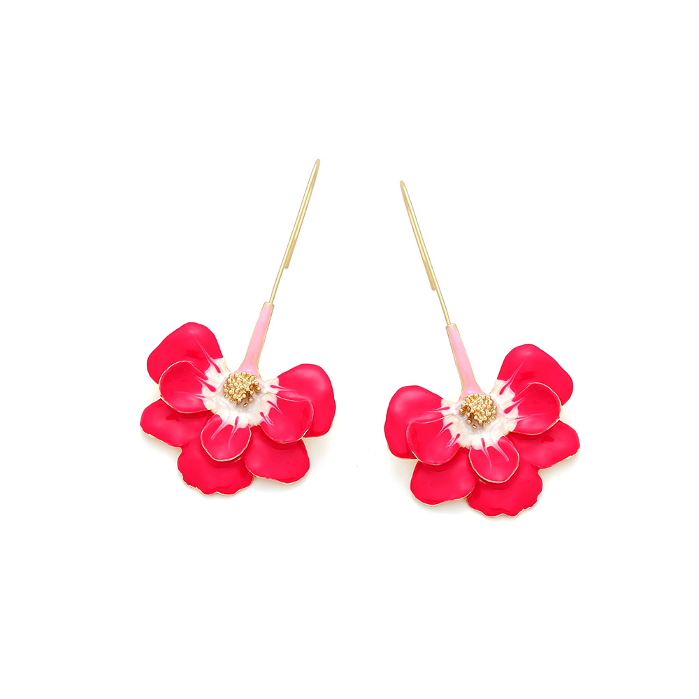1 Pair Sweet Flower Enamel Zinc Alloy Drop Earrings display picture 2