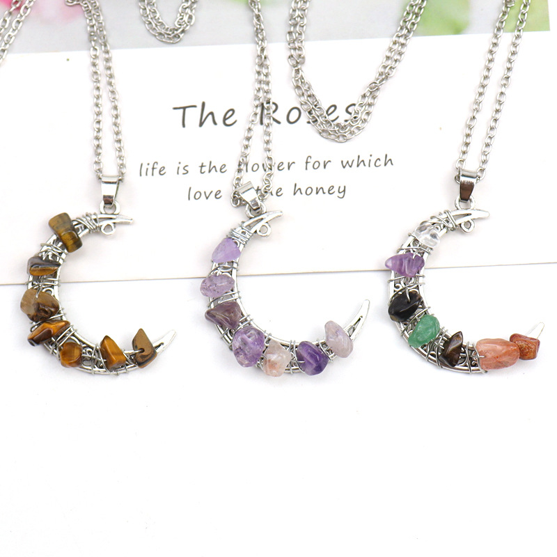 Simple Style Irregular Moon Alloy Crystal Women's Pendant Necklace display picture 4