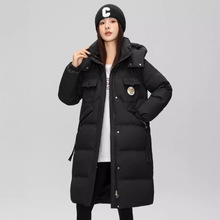 官方正品羽绒棉服冬季2024新款时尚过膝中长款白绒防风连帽保暖潮