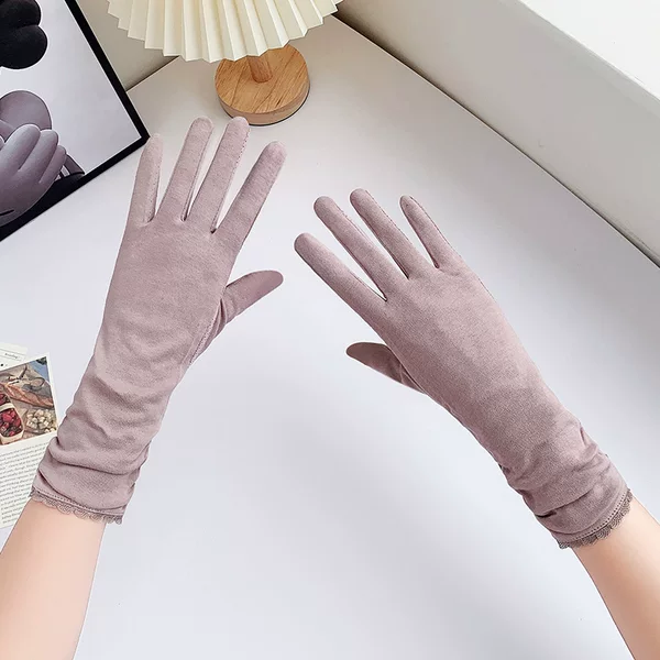 Summer Driving Sun Protection Gloves Women's Thin Cotton Layered Non-Slip Riding Sunshade Breathable Touch Screen UV Protection Gloves