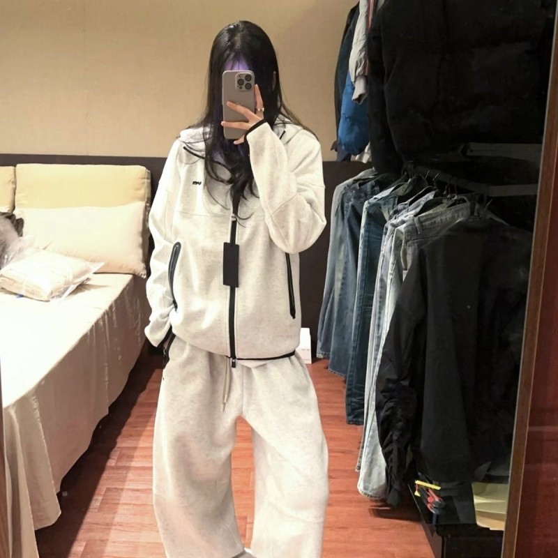 美式设计感修身拼色连帽卫衣女秋冬季2025新款ins辣妹印花上衣服|undefined