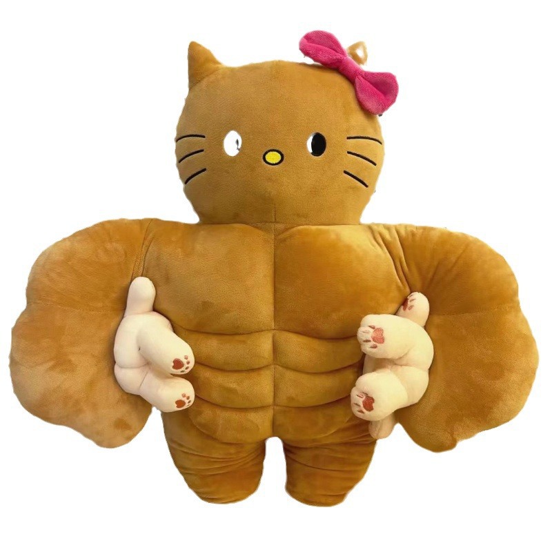 웃긴 근육 안녕하세요 헬로 키티 인형 검은 피부 키티 인형 KT 고양이 인형 베개 소녀 수면