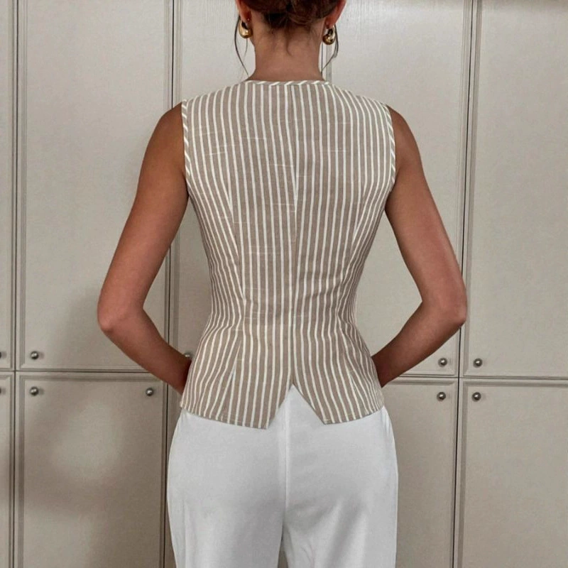 Летний модный жилет с круглым воротом, европейский стиль, Slim-fit