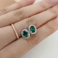 Поколение S925 Серебряные Позолоченные 1-каратные изумрудные серьги 18K золотые изумрудные серьги