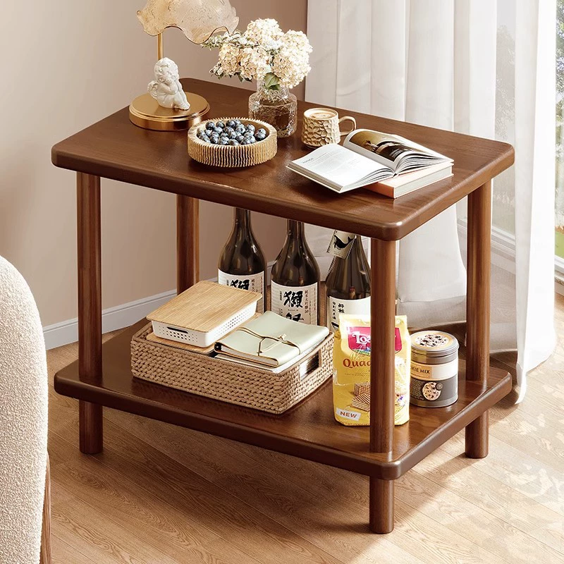 Простая прикроватная тумбочка, домашний журнальный столик, небольшой столик для аренды дома, приставной столик для спальни, гостиная, небольшая квартира, двухслойный маленький квадратный столик