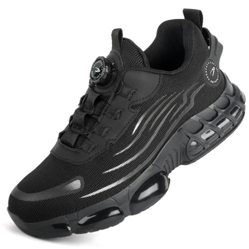 Cross-border fashion lazy slip-on safety shoes with button design, anti-punching and anti-piercing safety shoes, air-cooling work shoes.