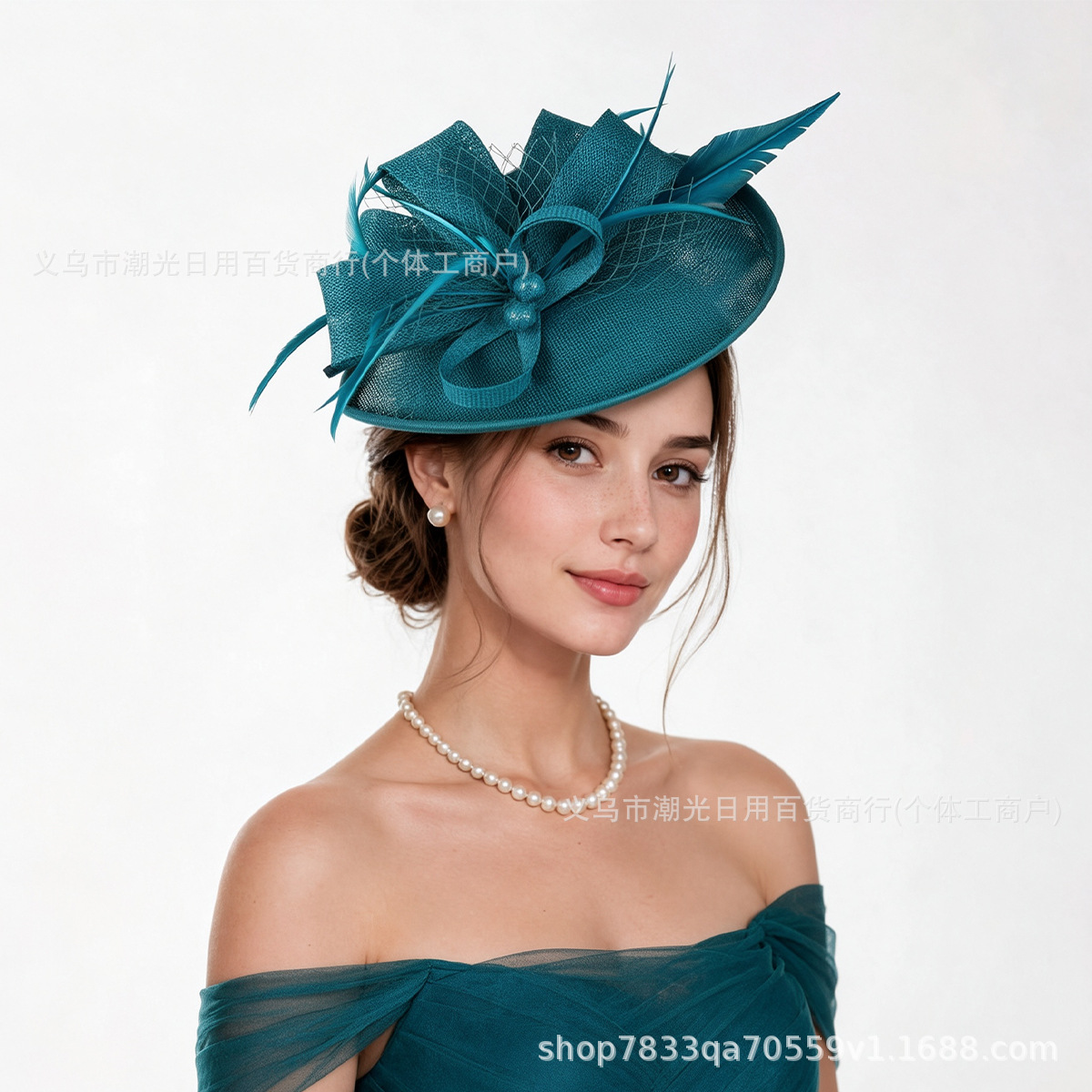 European and American Bridal Faux Linen Headpiece, Vintage Feather Headwear for Horse Racing Festival Ball, Evening Gown, and Qipao Accessories