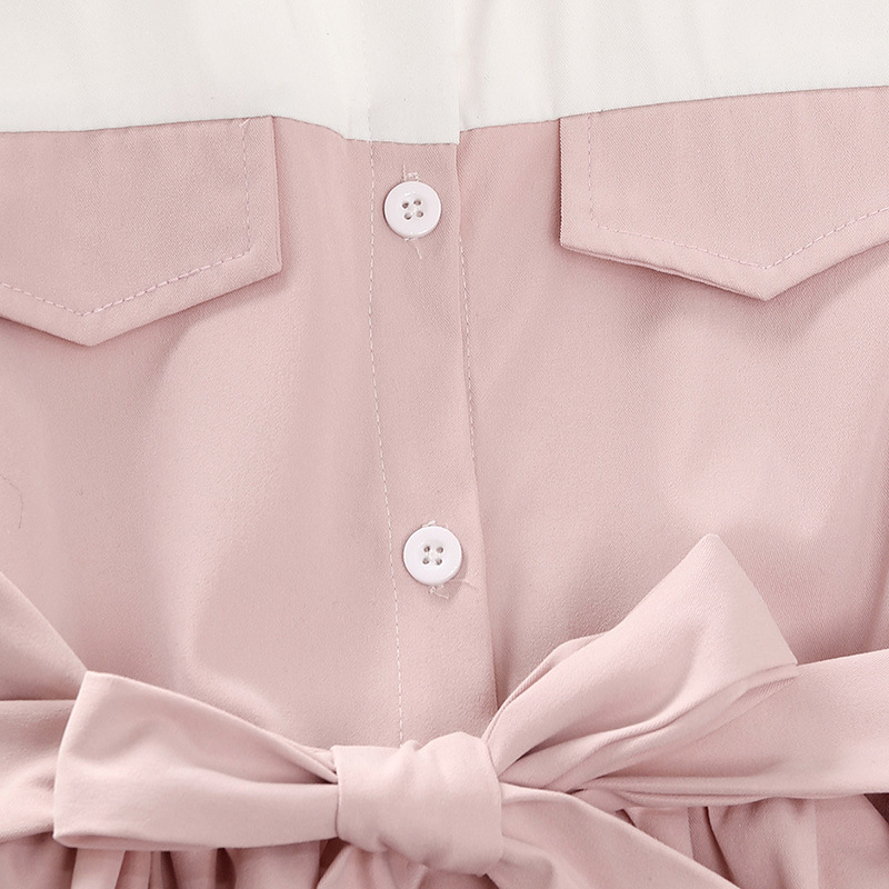 XUANMU Kids Long Sleeve Dress for Girls Spring Autumn New Child Casual Shirred Patched Princess Dress Clothing X026A_viptrois.com