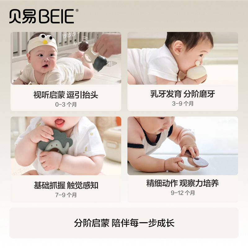 贝易宝宝手摇铃益智抓握训练牙咬胶新生婴儿玩具出生满月见面礼物|undefined