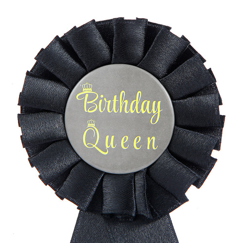 Birthday Girl Queen Pin with Tin Ribbon Badge, Birthday Party Supply