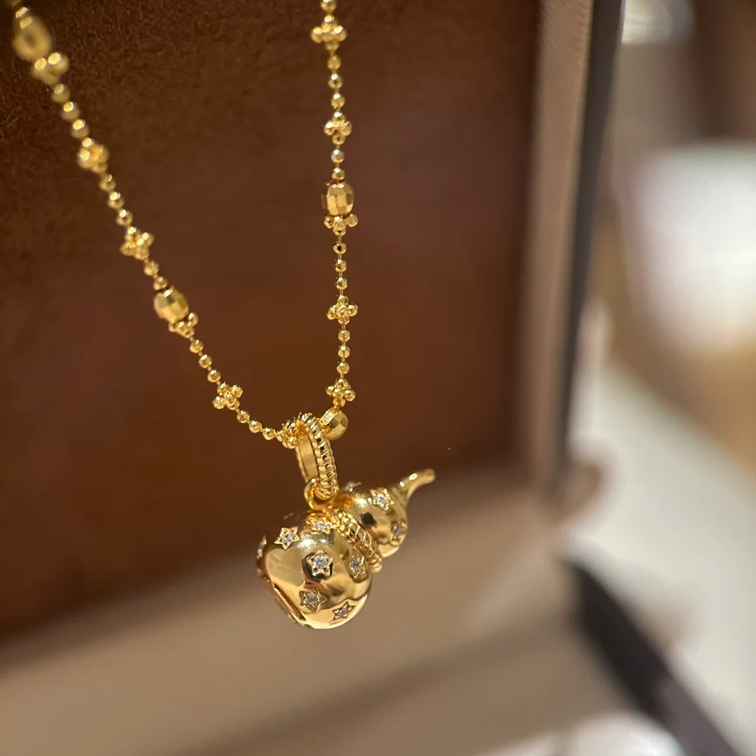 Light Luxury French Style Full Diamond Star Gourd Necklace Light Luxury Unique New Chinese Folu Exquisite All-match Commuter Pendant for Women