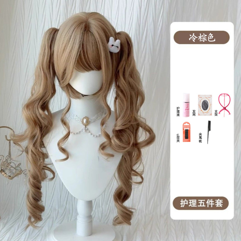 【泡芙卷卷】假发女洛丽塔罗马卷虎口夹双马尾lolita长卷发全头套|undefined