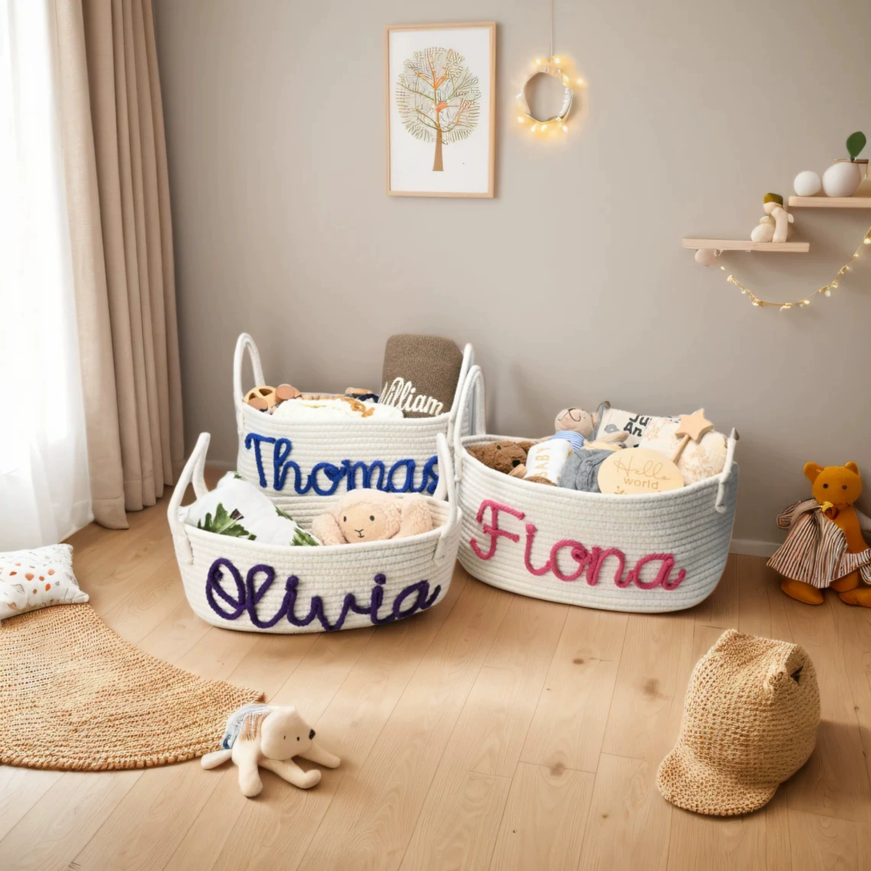 Подарочная корзина Etsy корзина с ручной вышивкой из хлопка