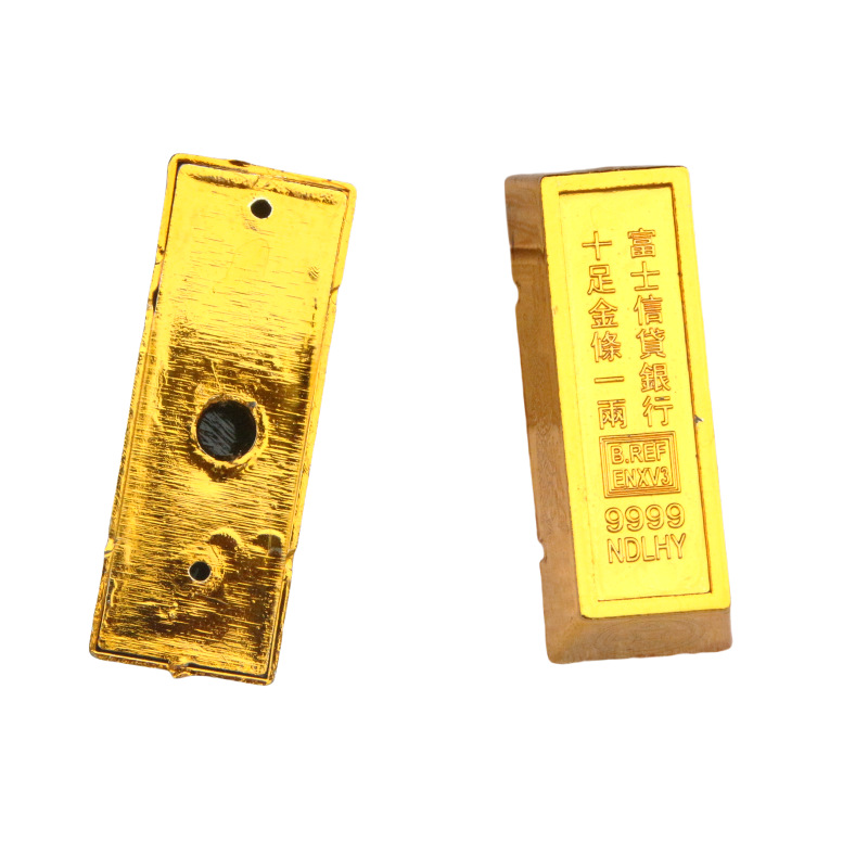 仿真塑料镀金大小元宝金条铜钱金币装饰品蛋糕插牌乔迁摆件喜庆
