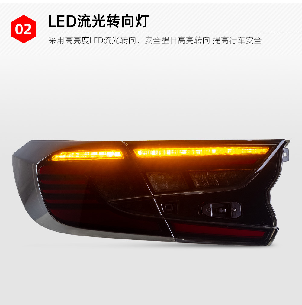 Suitable for 18-21 10th generation Accord Angel-style taillight assembly, modified with LED running lights, sequential turn signals, and brake lights