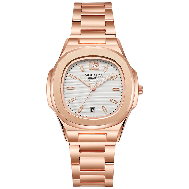 Celebridad transfronteriza de Internet TikTok New Fashion Square Cinturón de acero para hombre reloj calendario reloj de cuarzo entrega de regalo