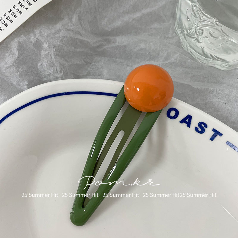 新款韩版撞色多巴胺豆豆发夹儿童大号水滴侧边碎发刘海夹掰掰夹女|undefined