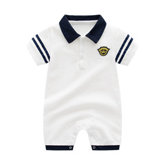 Children's wear 2024 summer new arrivals Boys 0-1 years handsome POLO neck navy style onesie