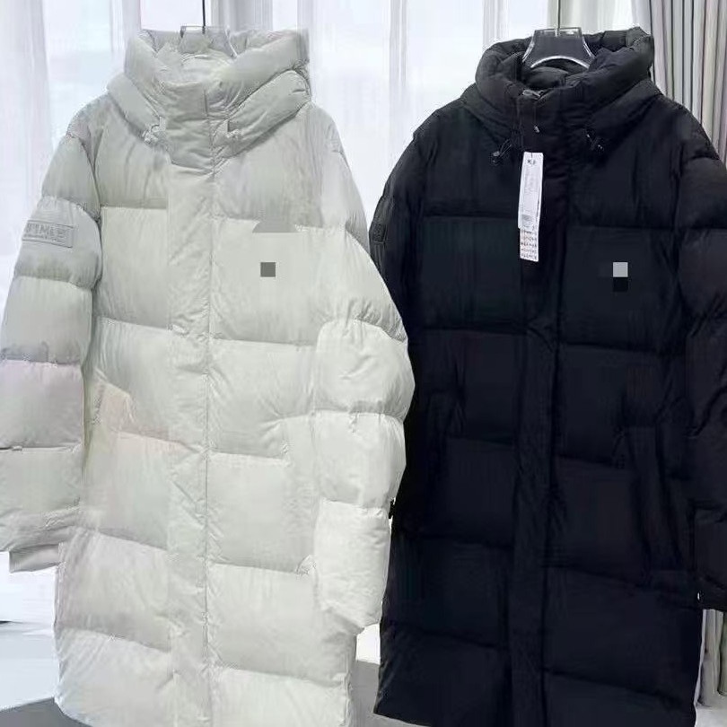 Putian top-quality MLB down jacket with hood, small embroidered logo, long style, thickened, warm couple's coat