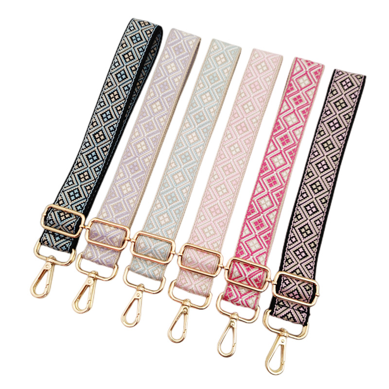 New colorful jacquard decorative wide shoulder strap bag accessories strap cross-border wholesale shoulder slung long strap