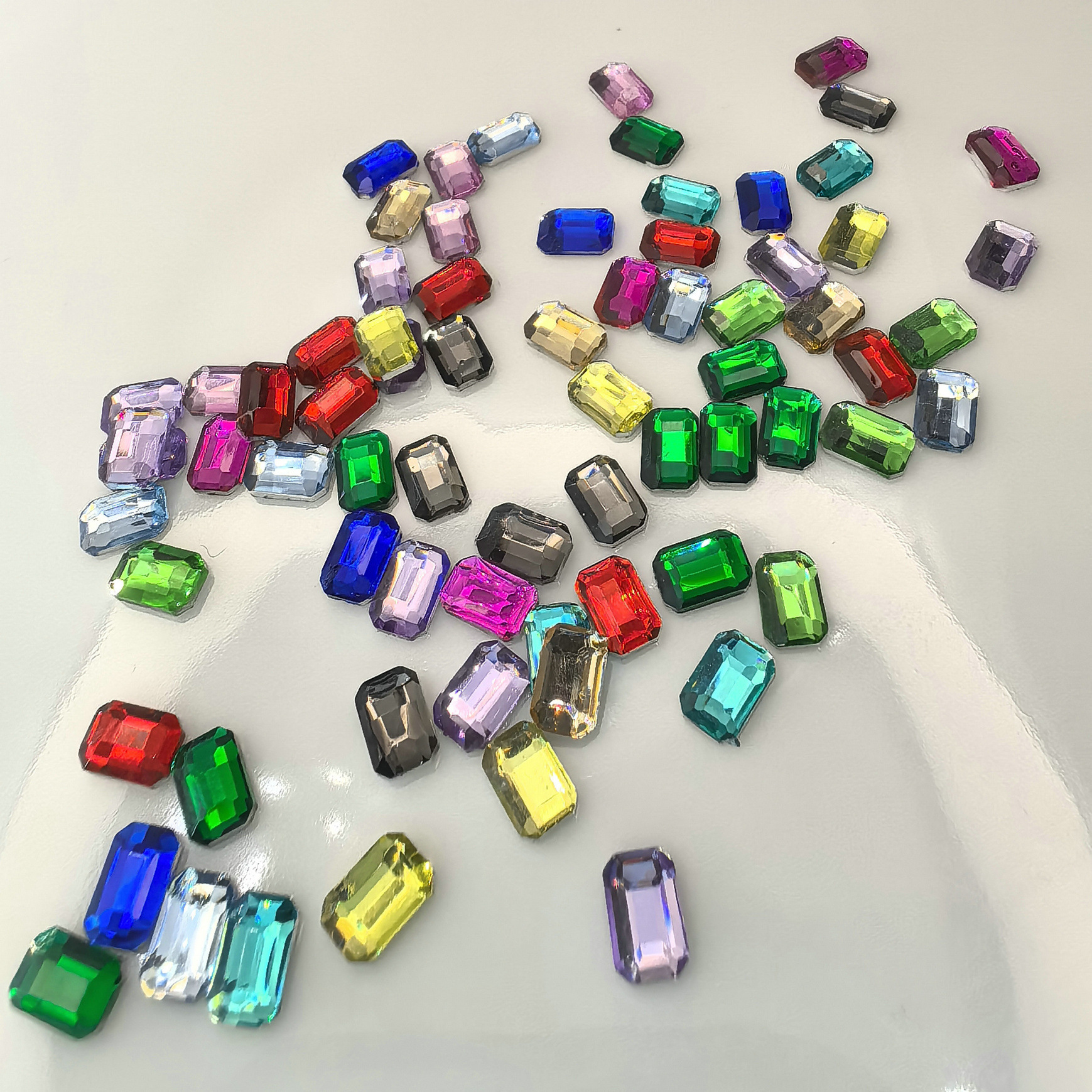 5.4.004,八角方钻超闪白色透明平底异形钻长方形钻指甲树