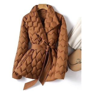 2024 autumn and winter new Korean fashion down cotton-padded jacket plus size women's waist cotton-padded jacket all-match thin coat