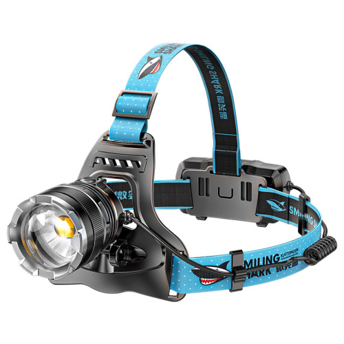 Smile Shark Strong Light Sensor Headlamp with Adjustable Focus Aluminum Alloy Mining Lamp Outdoor Cycling Construction Work Headlight
