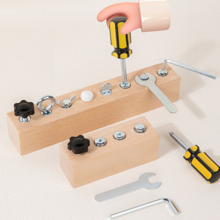 Wooden Screwdriver Assembly and Matchinging, a Variety of Screw and Nut Tools to Exercise Kidsren's Fine Movements and Develop Their Brains