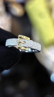 18K Gold Natural High-Quality Premium Jewelry Gemstone Inlaid with Four Rows of Full Diamonds Agent One-Click Dropshipping