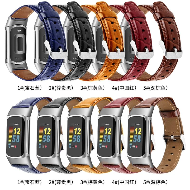 Ремешок из крокодиловой кожи для Fitbit Charge5, подходит для часов Fitbit Charge5, бамбуковый узор
