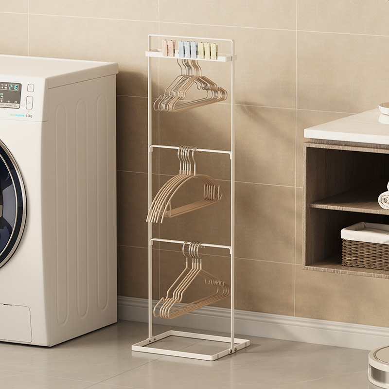 Clothes Hanger Storage Rack Balcony Non-Punch Floor Multi-Layer Hanging Rod Clothes Hanger Storage Artifact Multifunctional Hook