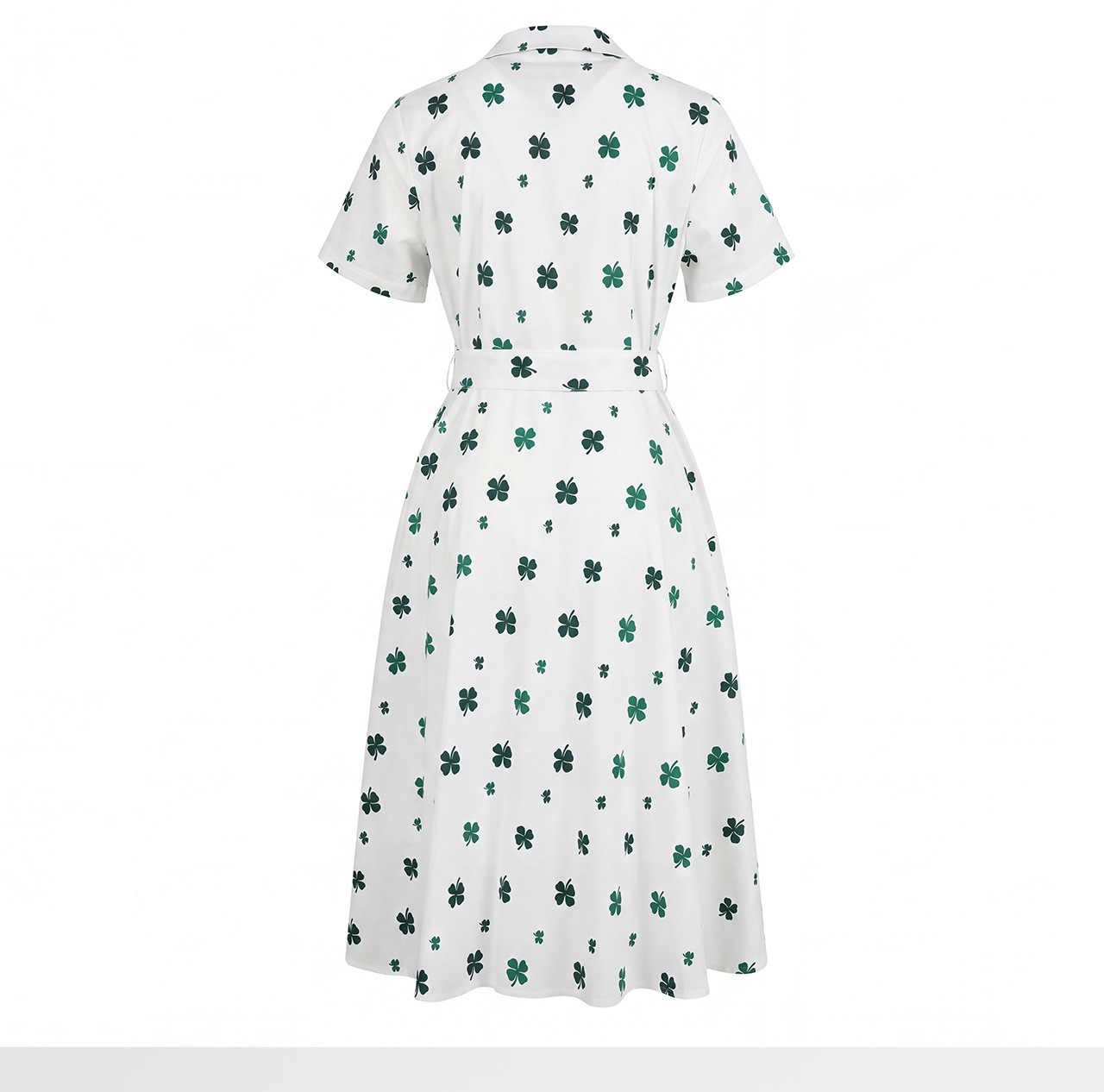 Đầm maxi nữ thắt eo in họa tiết hoa, tay ngắn cổ bẻ, chất cotton thoáng mát — màu trắng chi tiết 17