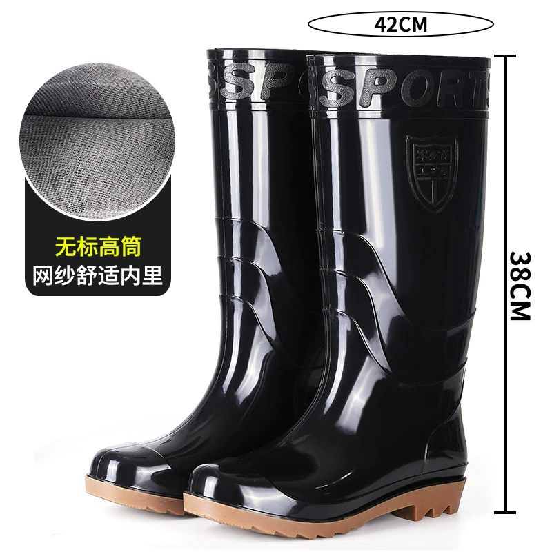 Черные высокие мужские сапоги от дождя классические туфли по страхованию труда водонепроницаемые резиновые туфли нескользящие мужские водяные туфли теплые сапоги для мужчин