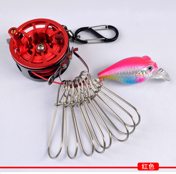 Ailuya estilo japonés retráctil con ruedas de bloqueo de pescado de acero inoxidable hebilla de pescado vivo balsa de Pesca de Mar de agua dulce equipo de pesca