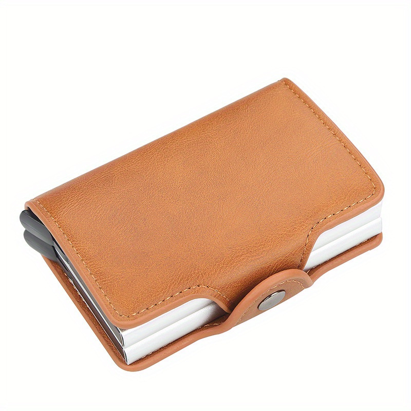 Small Double Deck rfid Aluminum Buckle Card Holder Wallet