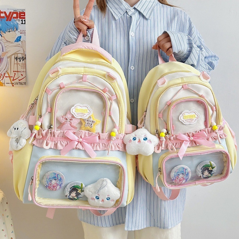 Mochila escolar para estudiantes, bolsa de dolor transparente, mochila casual simple, persecución de estrellas bidimensional, mochila de gran capacidad para estudiantes