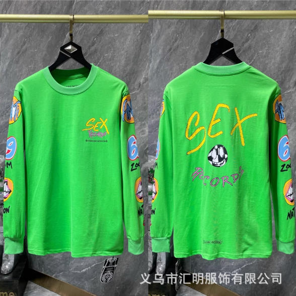 新款跨境CH克罗潮牌MattyBoy红唇十字针长袖圆领卫衣时尚百搭上衣|undefined