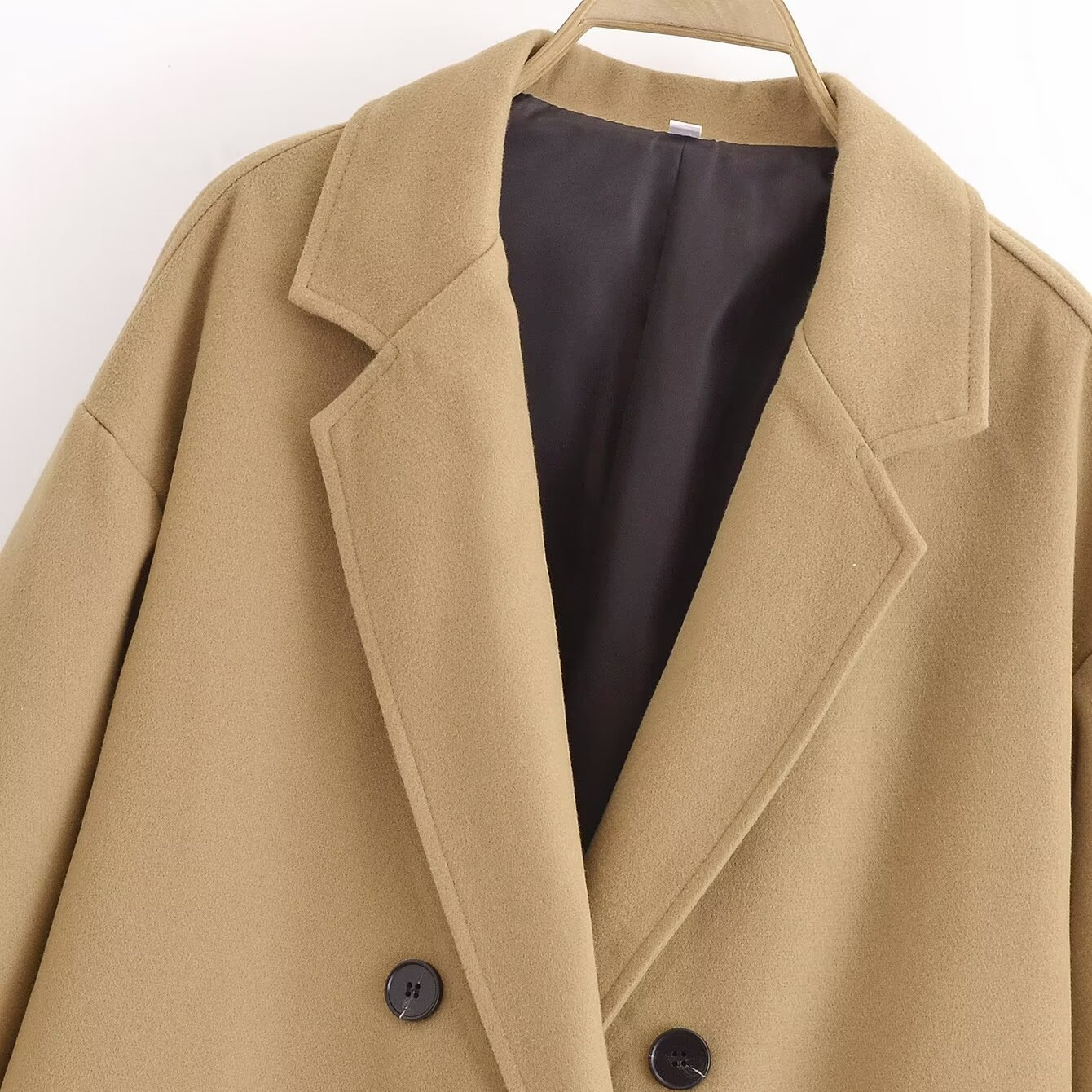 Women's clothing 2024 summer new item camel short scarf woolen coat jacket_voghion.com