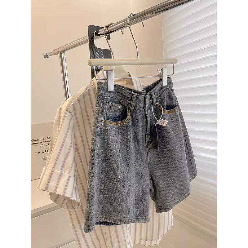 plus size Denim Shorts Women's Summer Thin chubby girl Loose Slimming All-match Straight Casual Mid-length Pants Wide Leg Pants